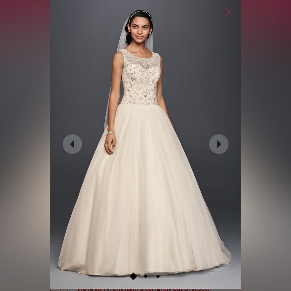 NWT Oleg Cassini Wedding gown size 14 - ivory champagne (altered)